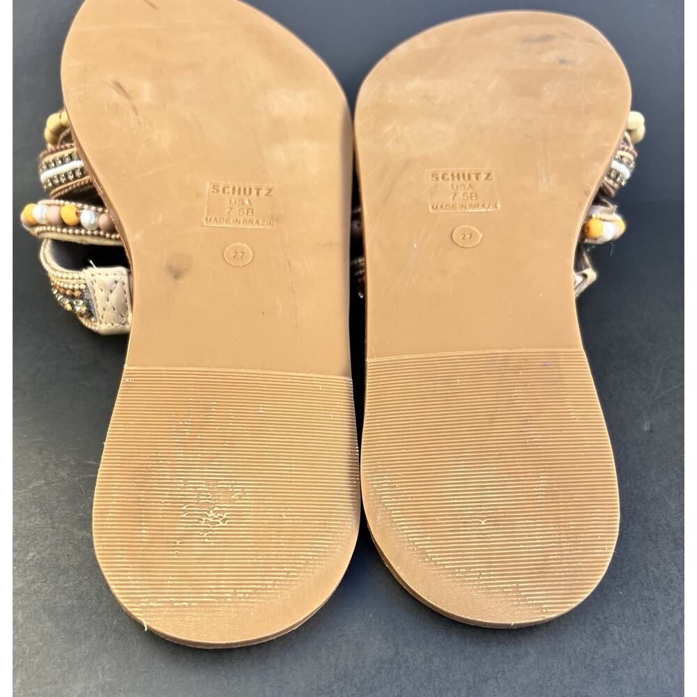 Schutz Jodie Beaded Toe-Loop Leather Sandals Women's Size 7.5 US - Picture 10 of 13